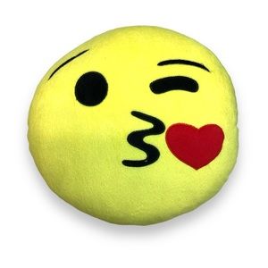 Emoji Pillow Cushion "Face Blowing A Kiss" Winking Heart Stuffed Plush Novelty